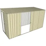 Build-a-Shed 1.5 x 3.7 x 2m Sliding Door Tunnel Shed with Double Sliding Side Doors - Cream