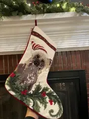 BNWT Pet dog Skye terrier needlepoint Christmas stocking