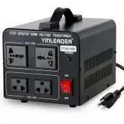 Yinleader 1500W Step Up & Step Down Voltage Transformer Converter 110V to 220...