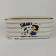 Peanuts SMAK Snoopy Lucy Charlie CHOW TIME 32oz Stoneware Lunch Box Food Storage