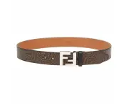 Fendi x Sarah Coleman Mens FF Vertigo Brown Leather Belt 110/44