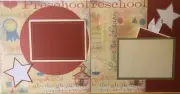 Premade Scrapbook Pages (2) 12x12 PreSchool BOY/GIRL Detailed SCHOOL SEWN-JENN