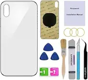 Perzework OEM Rear Back Glass Replacement for iPhone X 5.8 inches with Reparing Toolkit and Pre-Installed Adhesive (Silver)
