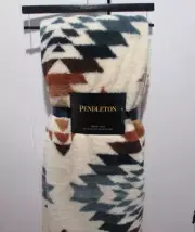 Pendleton Cream Sherpa Fleece Throw Blanket 50" x 70" Southwest Aztec NWT