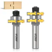2 Pcs Tongue and Groove Set, 1/2 Shank Router Bit Set 3 Teeth, Groove Router Bit