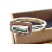 Green raw Tourmaline Crystal Ring handmade sterling silver artisan handmade ring