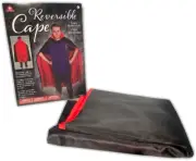 ADULT REVERSIBLE CAPE Black Red Cloak 51” Magician Vampire Dracula Devil Costume
