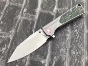 TwoSun Folding Knife M390 Blade Titanium CF Handle Outdoor Knife TS510-M390-Sand