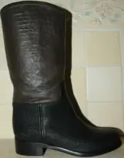 $1625 NEW CHANEL Black Dark Brown Two tone CC logo Riding High Flat BOOTS 36.5 6