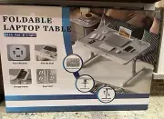 Laptop Bed Table With USB Interface/Storage Drawer,/Fan,/Light/Bookshelf Gray