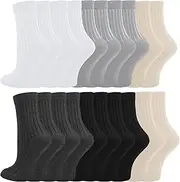 [Utensilsto] 10 Pairs of Women's Long Socks, 36-42, Cotton Socks, Women's Crew Socks, Breathable Pure Multi-Colour Sports Socks for Leisure, Parties and Sports, multi-coloured, 4.5-9 US