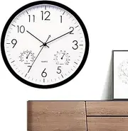 Garden Wall Clocks, Outdoor Clock Waterproof with Thermometer and Hygrometer, Qu-artz Vintage Indoor Outdoor Wall Clocks, 12 in, Silent Elegant Patio Clock for Garden Patio Pool Home Decor