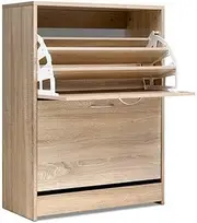 Artiss Shoe Cabinet, 24 Pairs Wooden Shoes Rack Storage Organiser Cabinets Drawers Cupboard Organizer Display Case Home Decor Indoor Outdoor Bedroom Hallway Furniture, Adjustable Shelves Oak