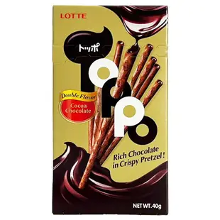 《 Chara 微百貨 》 樂天 LOTTE TOPPO 巧克力 夾心棒 原味 濃郁 40g 團購 批發