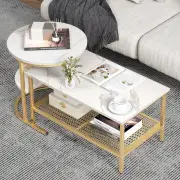 CostwayNesting Coffee Table Set of 2 with Storage Shelf for Living Room, Bedroom-Golden