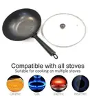 Iron Wok with Lid 13" Pre-Seasoned Flat Bottom Stir Fry Pan KW01