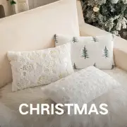 Faux Rabbit Fur Cushion Cover Christmas Tree Pattern Fluffy Pillowcase