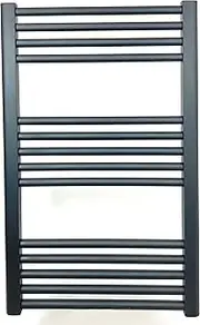 Greened House Anthracite Heated Towel Rail 400mm W x 800mm H Flat Central Heating Wall Mounted Towel Radiator (400mm W x 800mm H Flat)