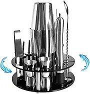 20Pcs Cocktail Shaker Set with Stand, Stainless Steel Professional Bar Tool, Cocktail Shaker Kit Including Shaker, Muddler, Jigger, Strainer.