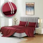 King Size Microfiber 3 Piece Bedsheet Set Red Wine & Silver