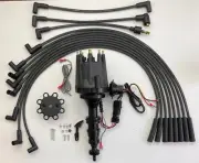 FORD FE 352 390 427 428 Small Cap ALL BLACK HEI Distributor + Spark Plug Wires