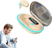 Bone Conduction Bluetooth Headphones for Sleep Sports, Mini Wireless Earbuds with Noise Reduction, LED Display, Bluetooth 5.3 Dual Host, Type-C Fast Charging, iOS & Android Compatible (Warm White)