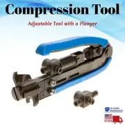 Adjustable Compression Tool Plunger RG59 RG6 RG11 F BNC RCA Ratchet Crimper Coax