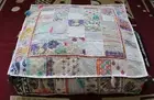 35" Square Cushion Ottoman Pouf Patchwork Pillow Cover Heavy Zipper Seating Bed
