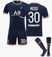 [US-DXB] 2021-2022 Kids Soccer Jersey Paris Saint-Germain PSG #30 Messi Home Navy Blue Fan Jersey Top+Shorts+Socks Set Sport Series