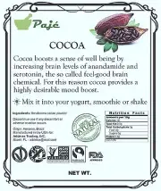 COCOA CACAO CACAU seed powder 8oz 1/2lb PAJE Mood,Serotonin levels up,chocolate