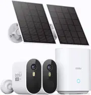 AOSU 3MP/2K Outdoor Solar-Powered Smart Camera Duo Kit