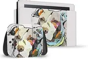 Official Michel Keck Pitbull Art Mix Vinyl Sticker Gaming Skin Decal Cover Compatible with Nintendo Switch Console & Dock & Joy-Con Controller Bundle