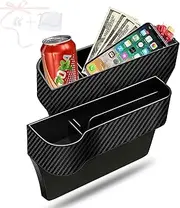 Car Seat Gap Filler Organizer, 2 Pack Multifunctional Auto Console Side Storage Box with Cup Holders 2 Seat Hooks for Drink, Car Organizer Front Seat for Holding Phone, Sunglasses