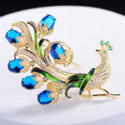 1xGorgeous Green Peacock Bird Woman's Brooch Pin Zircon Crystal Festival Gift US