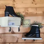Bettye Muller NEW Bettina Black Nappa Leather Heel Ankle Booties Stretch Sz 36.5