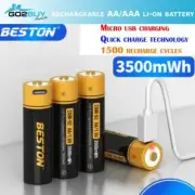 Beston Micro USB AAA/AA Rechargeable Battery Li-ion Battery 3500mWh With cable