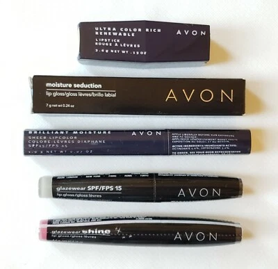 Avon 3 Lip gloss 1 Lipstick and 1 Sheer Lipcolor Lot Of 5 New Sealed