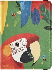[Amooorous] Cartoon Cute Color Parrot Leather decorative travel wallet womens passport holder Travel Documents Organizer Protector Card Holder Passport Case Waterproof, Cartoon cute color parrot, 1 size