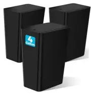 4 Gallons Bathroom Trash Can with Lid, 3 Pack 15 Liters Slim Garbage Can Black