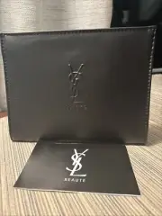 Yves Saint Laurent YSL Beaute Pouch black faux leather Case toiletry travel Bag