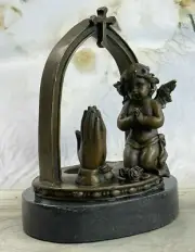 Baby Angel Signed By French Moreau Bronze Sculpture Figurine Statue Home Statue