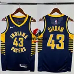 男式 NBA INDIANA PACERS PASCAL SIAKAM 海軍藍色籃球運動員球衣