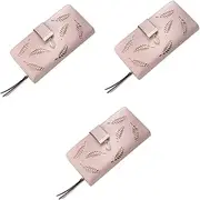 [WRITWAA] 3pcs Long Purse Wallet Hollow Leaves Design Large Capacity Perfect for Travel