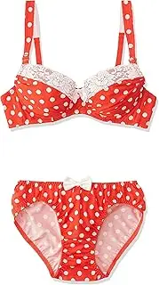 [Rosemadame] ローズマダム Rosemadam [Adult Cute] Nursing Bra & Panties, Top and Bottom Set, 3/4 Cup, Wired, Large Dots, Prenatal, Postpartum, Maternity Preparation, 119-1980 C70, Red