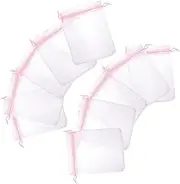 KITANDOVE 100pcs Drawstring Mesh present Bags Jewelry Pouches for Party Favors Candy Treats for Weddings Birthdays Showers and Special Occasions
