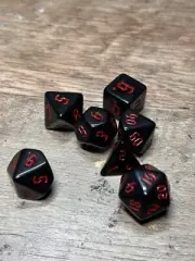 7 Piece Polyhedral Dice Set: Red w/ Black - Dungeons & Dragons Dice