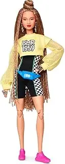 Barbie BMR1959 Fully Poseable Fashion Doll with Braided Hair, Wearing Bike Shorts Romper and Cropped Sweatshirt, with Accessories and Doll Stand