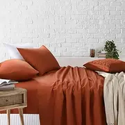 Amsons Bed Sheets - 100% Cotton Bedding & Linen - King Bed Sheets Set - Extra Deep Fitted Sheet & Flat Sheet & 2 Pillowcases - Rust (4PCs, King)