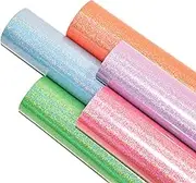 Pearl Holographic Glitter Iron on Vinyl Bundle Holographic Heat Transfer Vinyl Glitter HTV Sheets Chameleon Iridescent 11.4"X9.8" for Cricut Silhouette and Heat Press