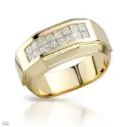 CERTIFIED Unisex Ring with 1.05ctw Princess Cut Clean Diamonds 14K Yellow Gold
